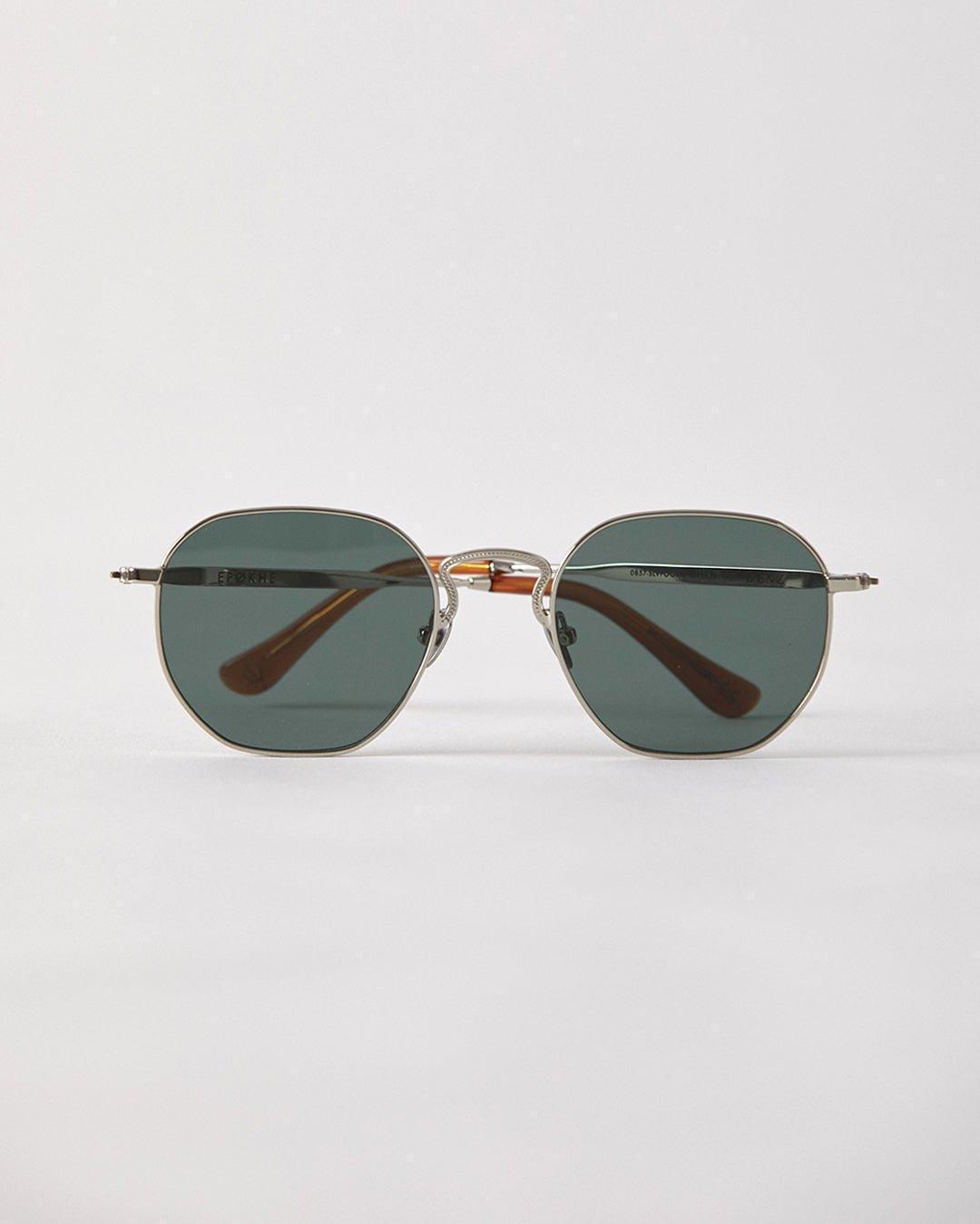 Denz - Silver Polished / Green - EPOKHE EYEWEAR Sunglasses #