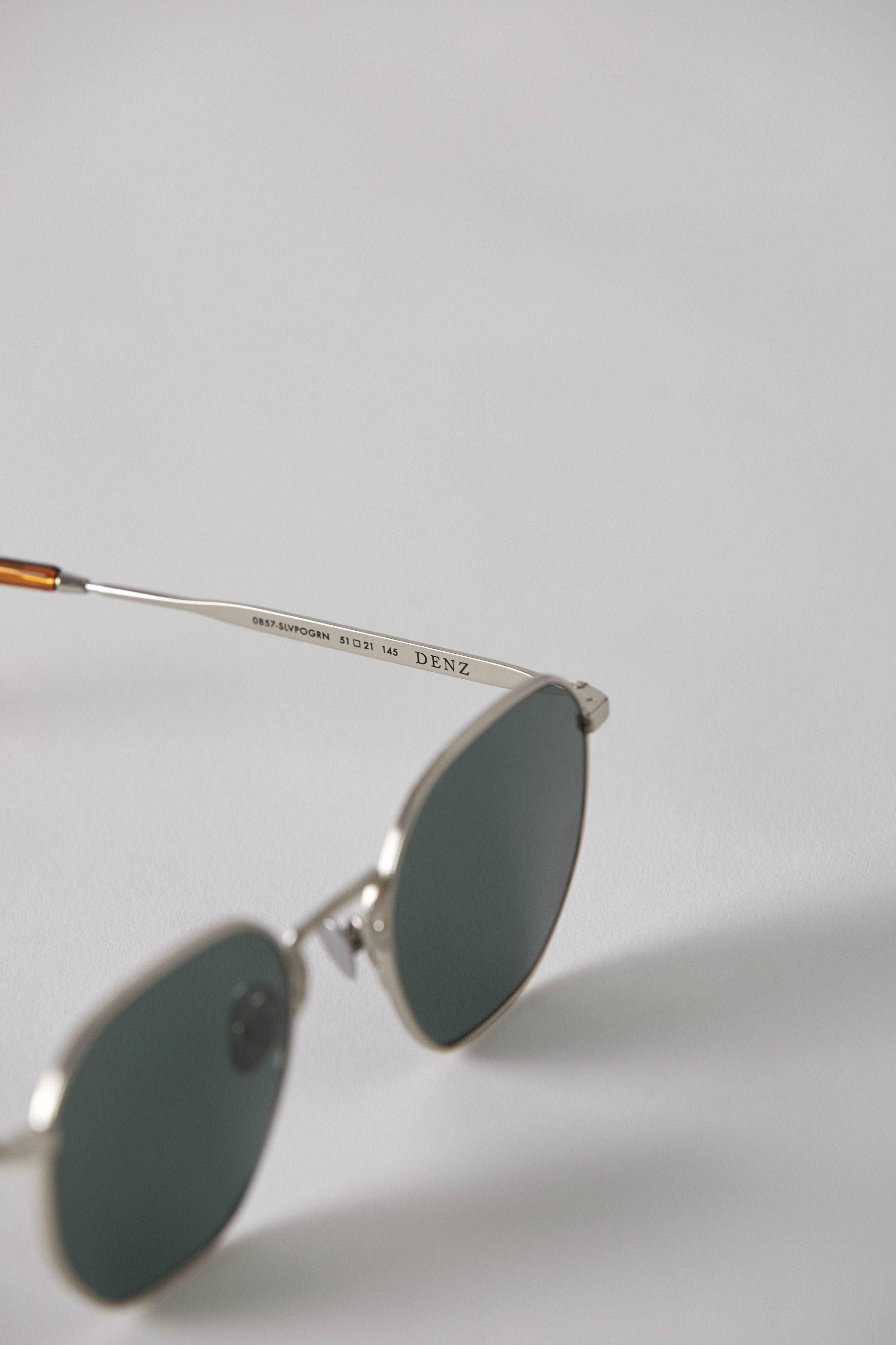 Denz - Silver Polished / Green - EPOKHE EYEWEAR Sunglasses #