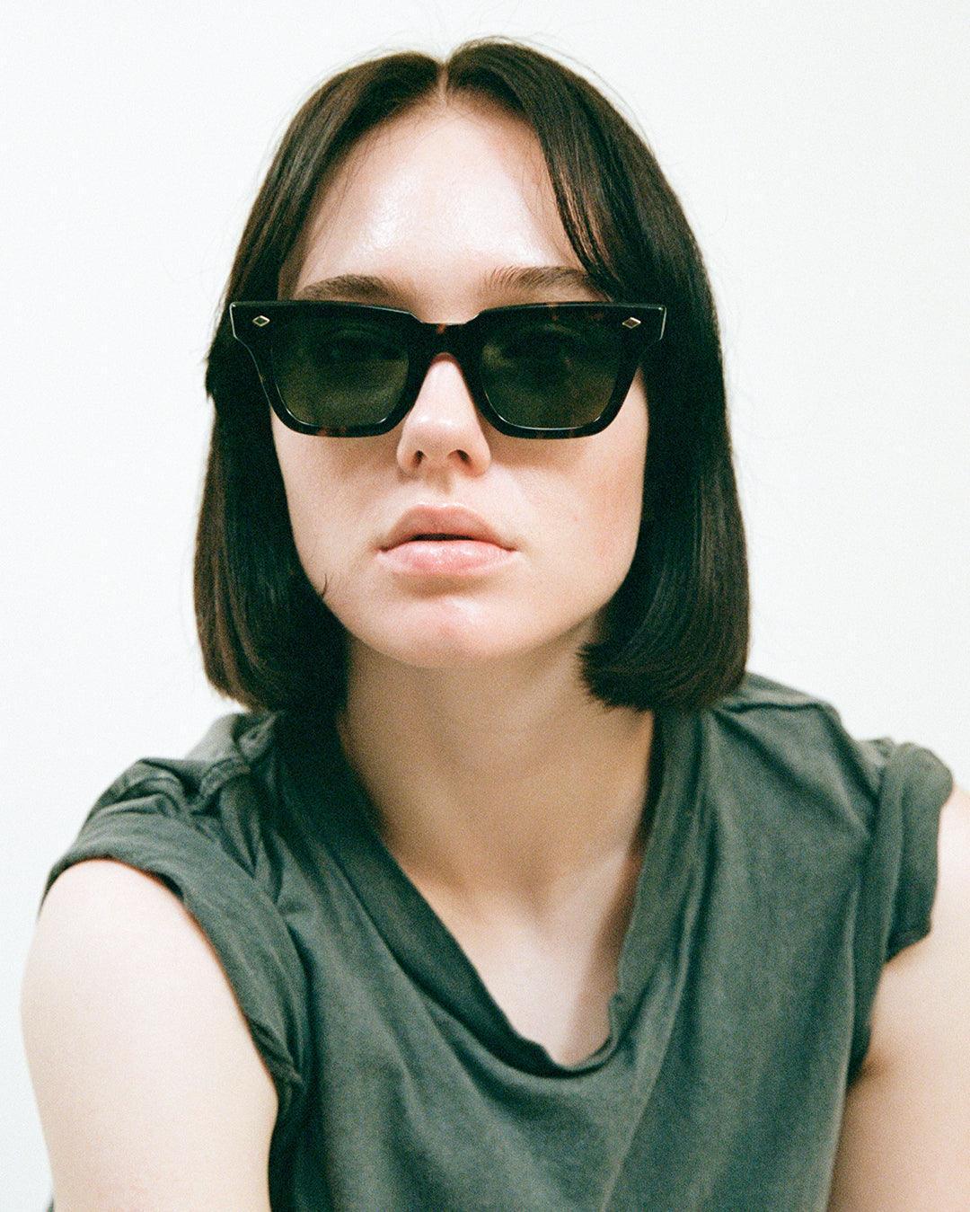 Stereo - Tortoise Polished / Green Polarized - EPOKHE EYEWEAR Sunglasses #